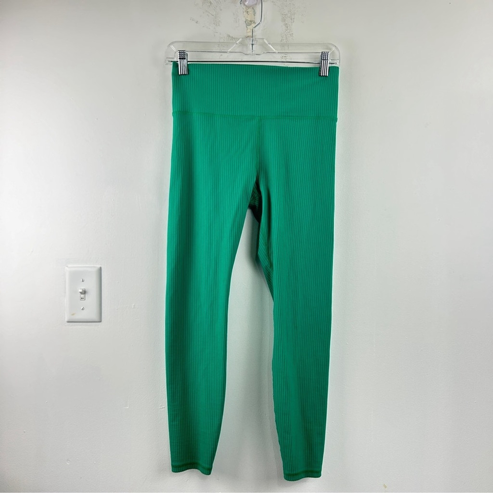 Green Women's Ribbed Leggings